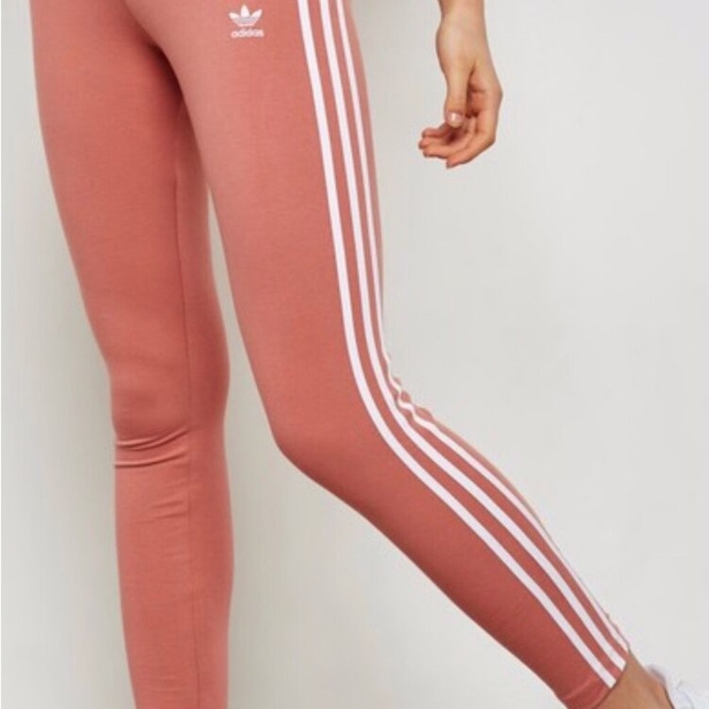 Adidas Coral Leggings with White Stripes